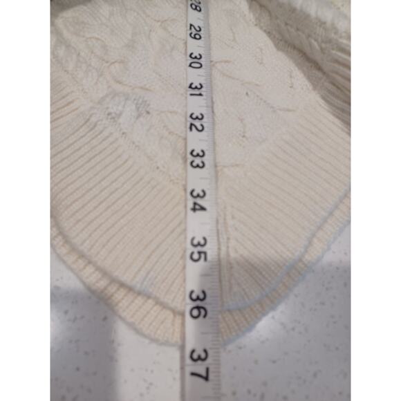 NEW TALBOTS Faux Fur Cable Knit Poncho Sweater Size L - Picture 5 of 8